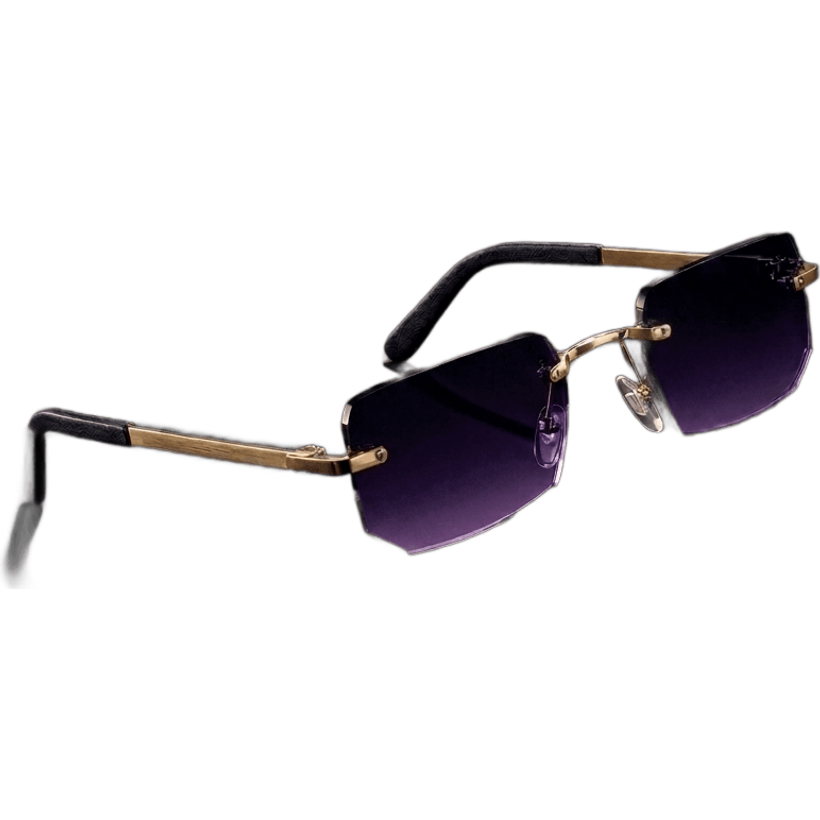 Lunettes de soleil sans monture titane finition or, verres dégradés violets — Lunaris Éclipse