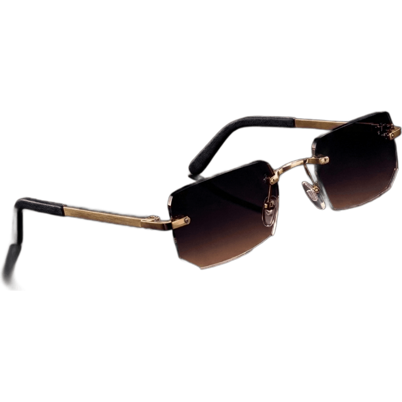 Lunettes de soleil sans monture titane finition or, verres dégradés ambre — Lunaris Éclipse