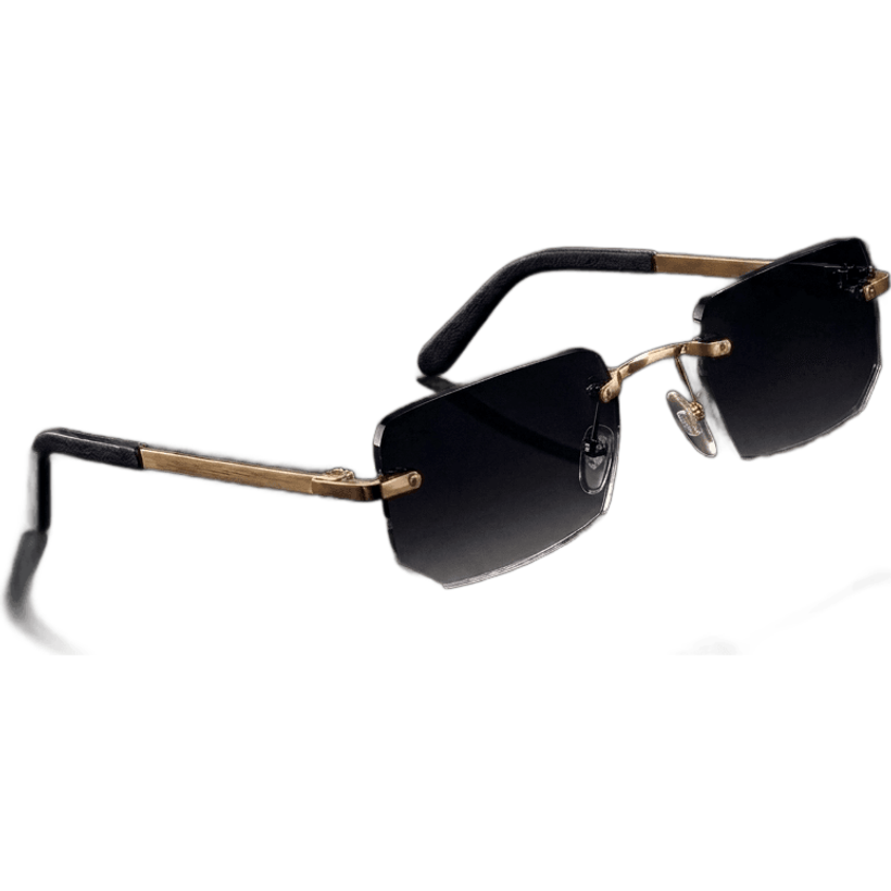 Lunettes de soleil sans monture titane finition or, verres dégradés noirs — Lunaris Éclipse